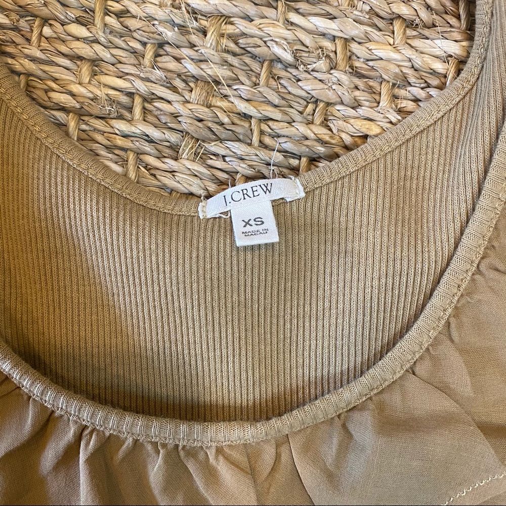 J. Crew | Tan Ribbed Tank with Ruffle Accent - Picture 2 of 3
